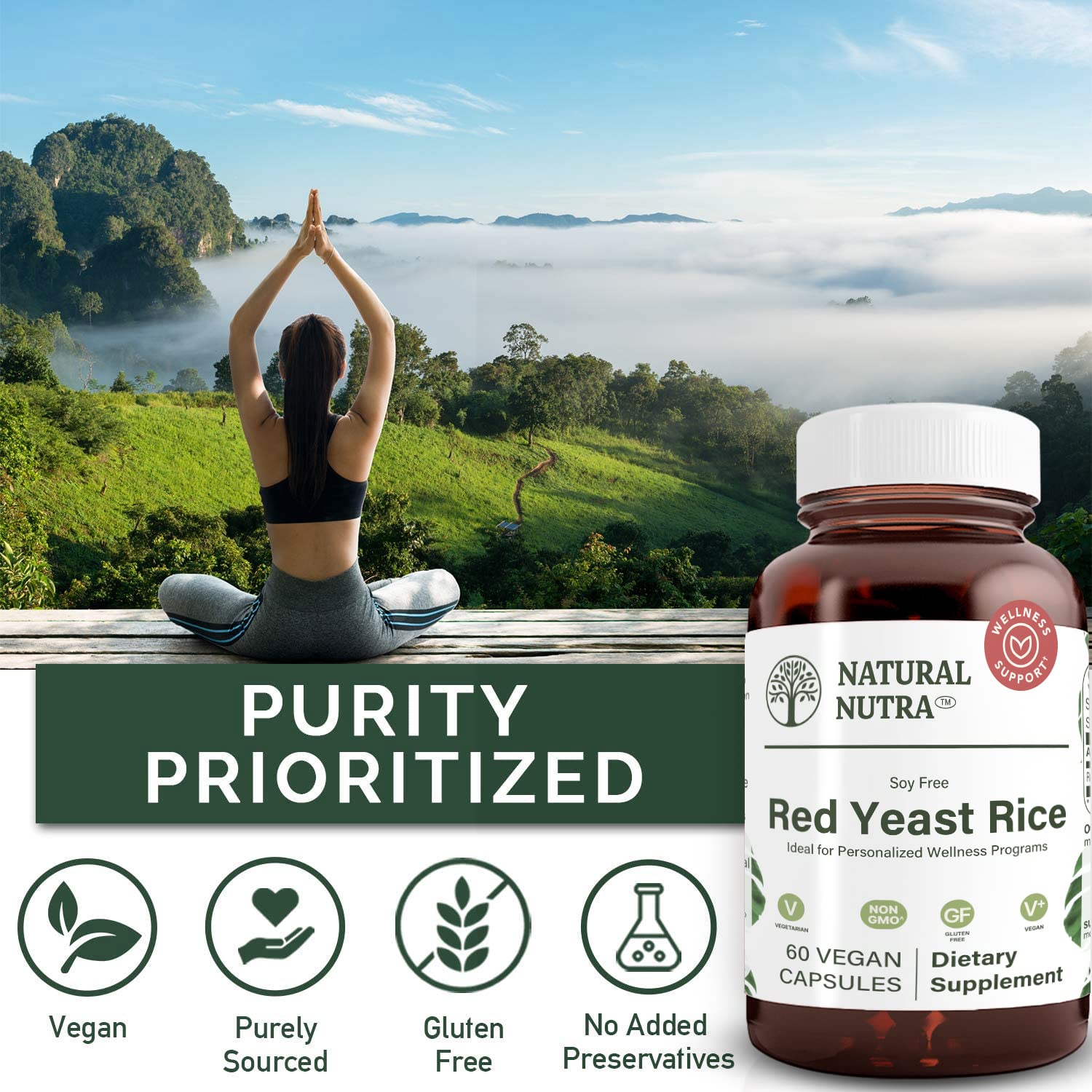 Logo vegan Natural Nutra illustrant la formule naturelle.