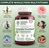 Natural Nutra Multivitamine complète, étiquette claire, facilite la planification nutritionnelle.
