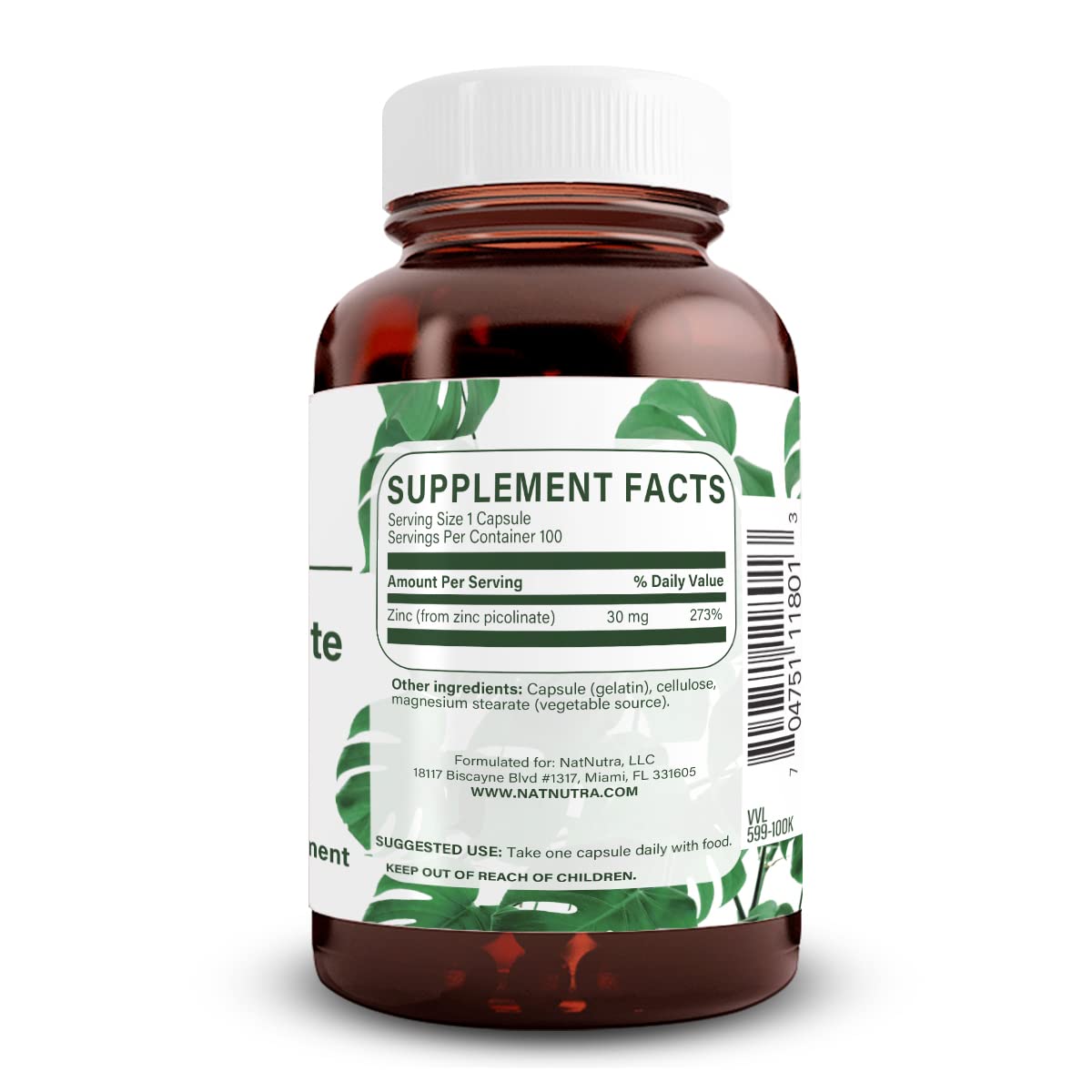 Natural Nutra Zinc Picolinate – gélules faciles à avaler pour une supplémentation pratique.