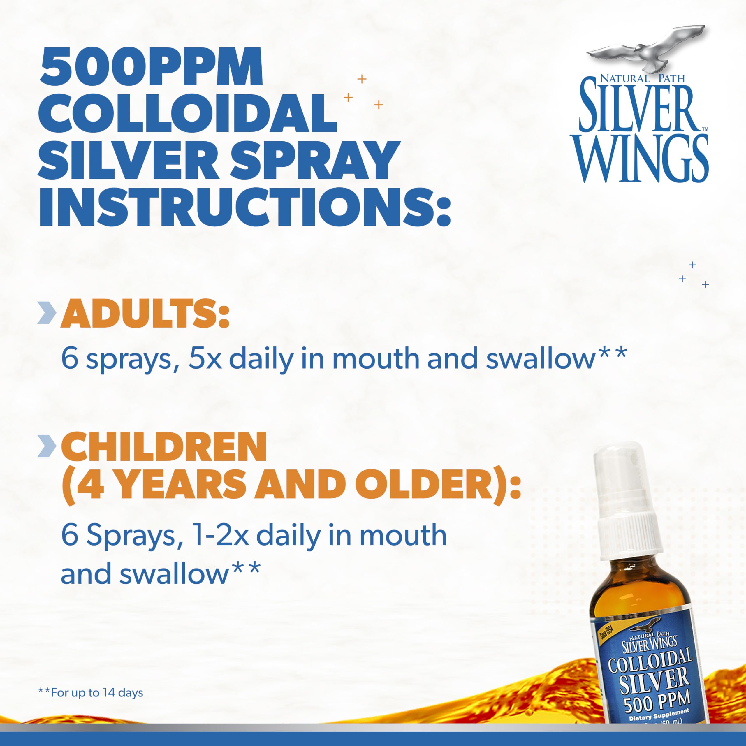 Natural Path Silver Wings argent colloïdal – 500ppm, concentration élevée pour une utilisation polyvalente