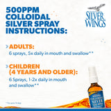 Natural Path Silver Wings argent colloïdal – 500ppm, concentration élevée pour une utilisation polyvalente