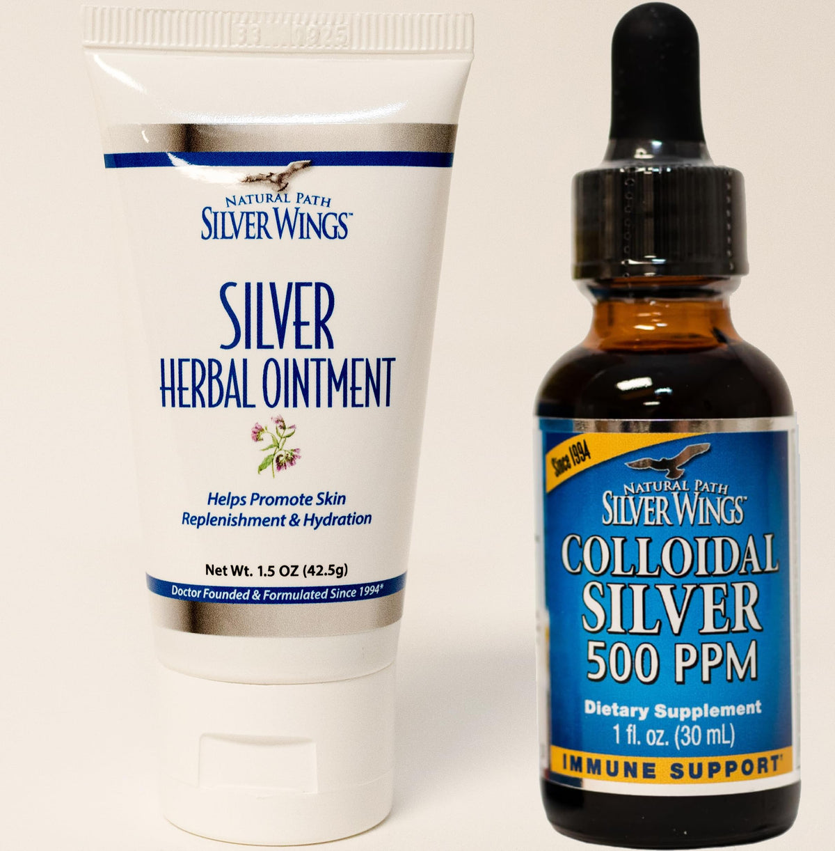 Bouteille Natural Path Silver Wings argent colloïdal 500 ppm, soutien immunitaire potentiel