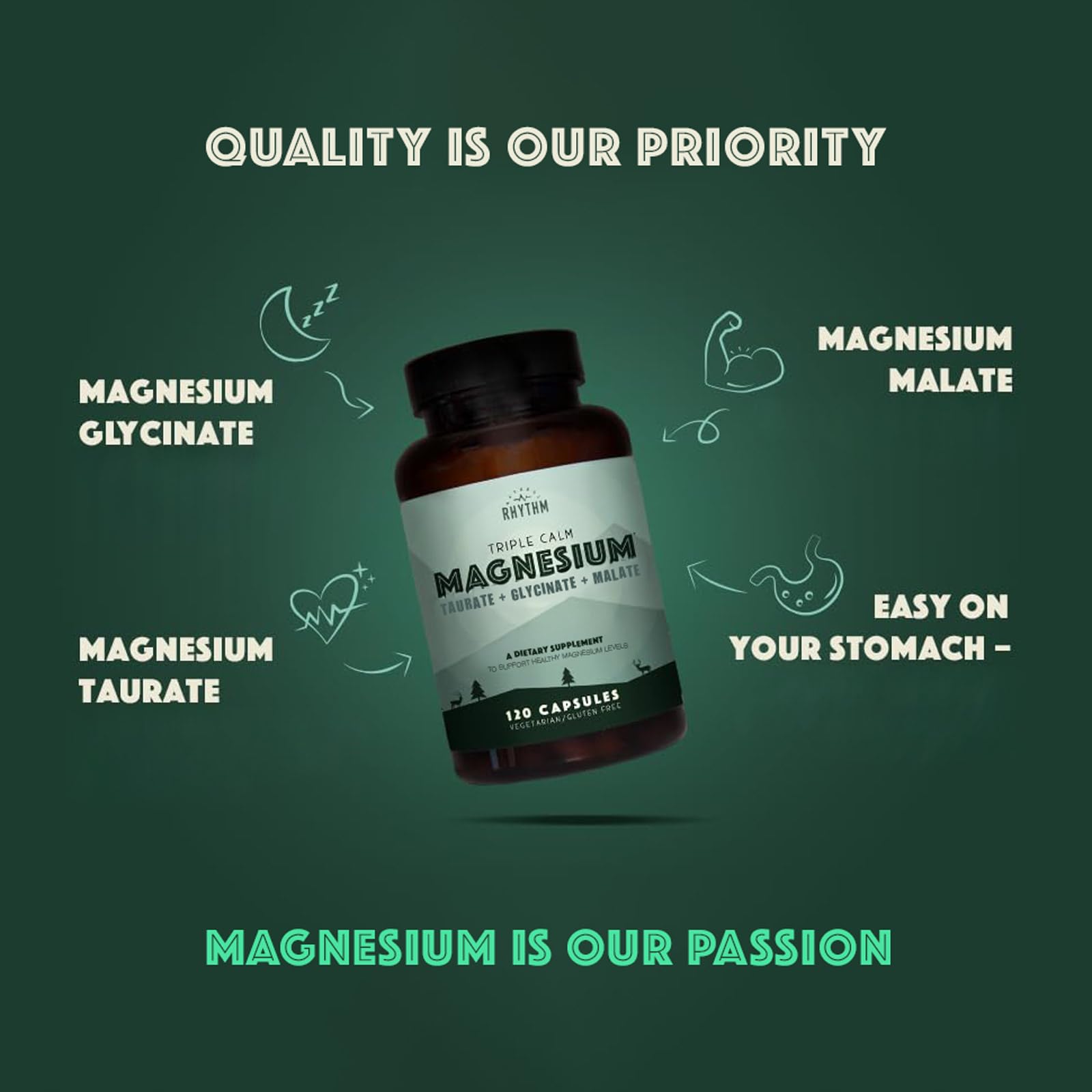 Natural Rhythm Triple Calm Magnesium – ingrédients non-GMO, choix naturel.