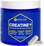 Bouteille NATURAL STACKS Creatine Monohydrate, soutien à l’endurance et à l’énergie.