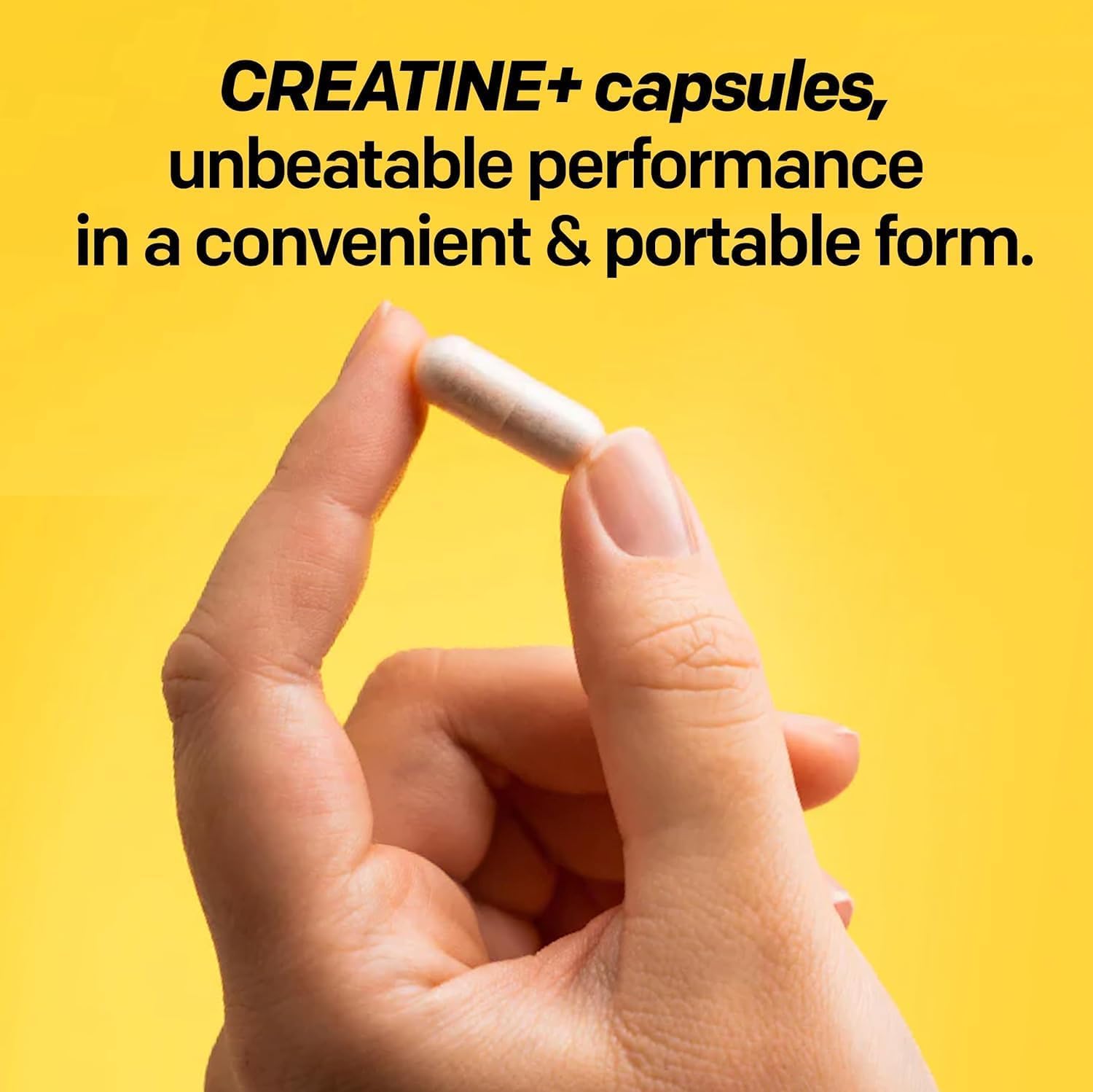 Label NATURAL STACKS Creatine Monohydrate, sans OGM et sans gluten.