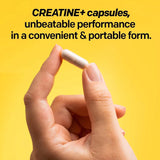 Label NATURAL STACKS Creatine Monohydrate, sans OGM et sans gluten.