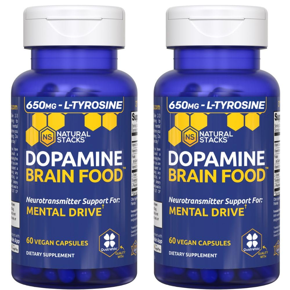 Natural Stacks Dopamine: bouteille et gélules visibles, soutien potentiel de concentration