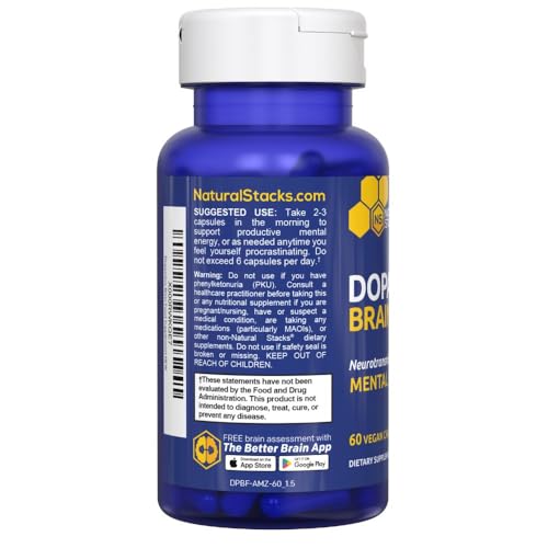 Bouteille NATURAL STACKS Dopamine sur fond professionnel, rappel d’un rituel de travail.