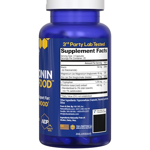Natural Stacks Serotonin Brain Food, packaging moderne et adapté au bureau