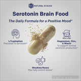 Natural Stacks Serotonin Brain Food, emballage soigné et routine quotidienne