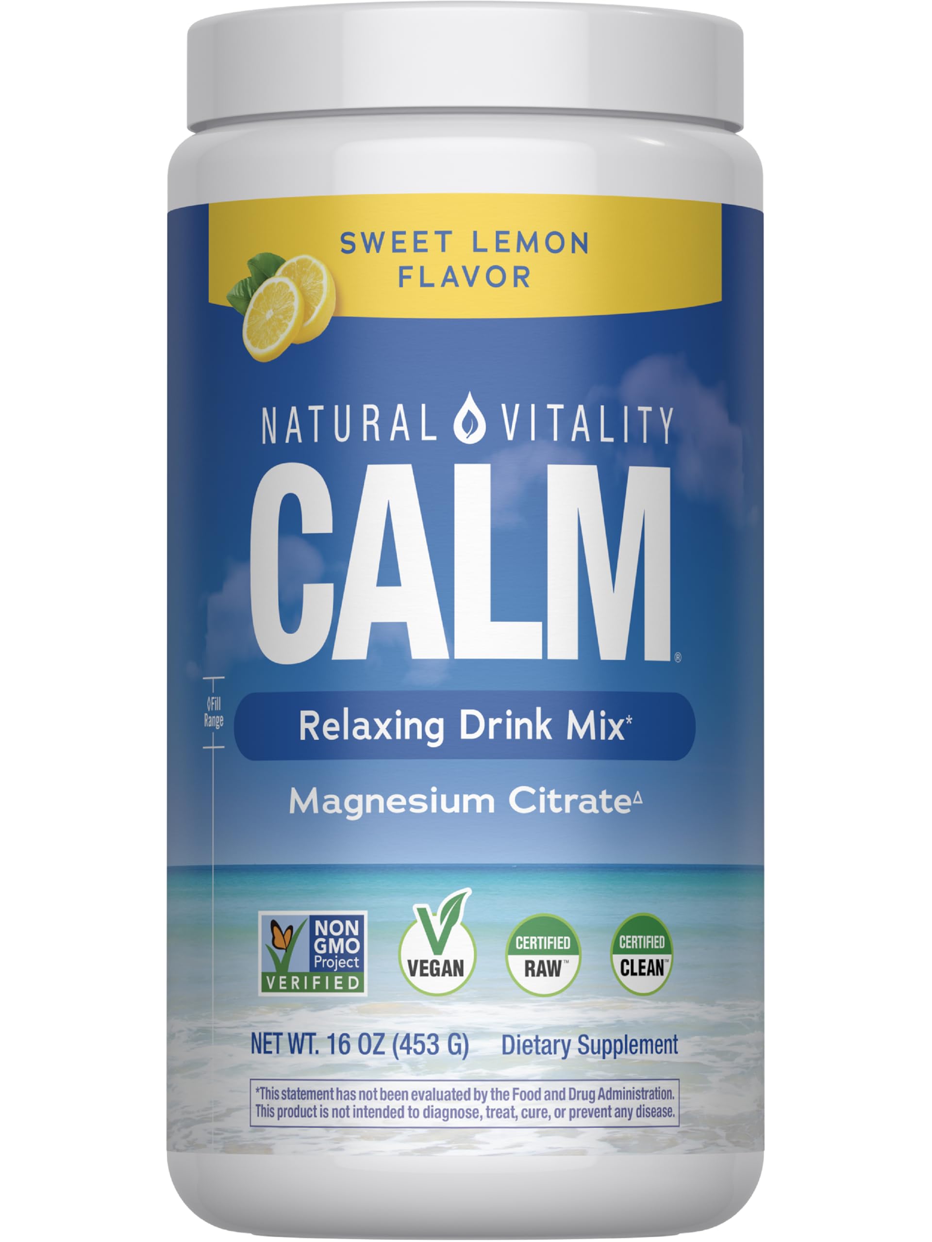Bouteille Natural Vitality CALM de 16 oz prête à mélanger pour favoriser la détente.