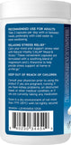 Étiquette Natural Vitality Calm sur l'emballage, informations claires et choix végan sans gluten.