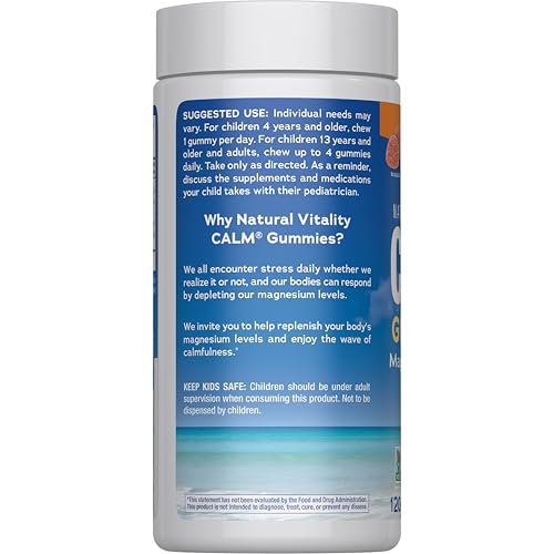 Natural Vitality Calm Magnésium Gommes ingrédients véganes et sans gluten