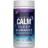 Natural Vitality SLEEP Gummies, bouteille ouverte prête à l’emploi pour une routine nocturne.