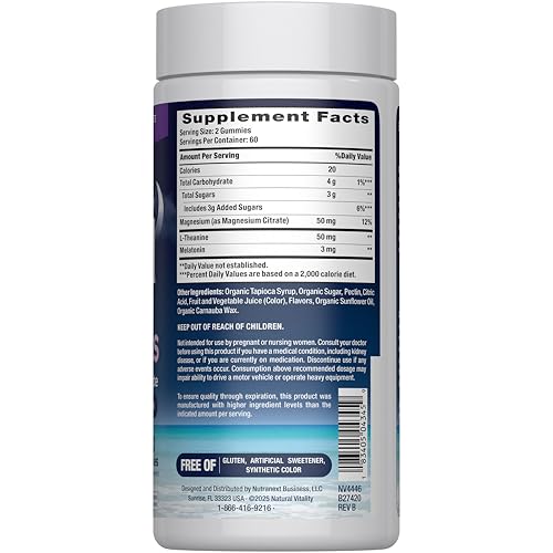 Gros plan sur les gommes Natural Vitality SLEEP Gummies avec texture agréable.