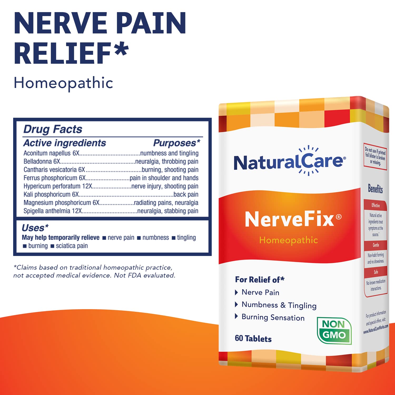 NaturalCare NerveFix comprimés posés sur table, prise quotidienne facilitée.