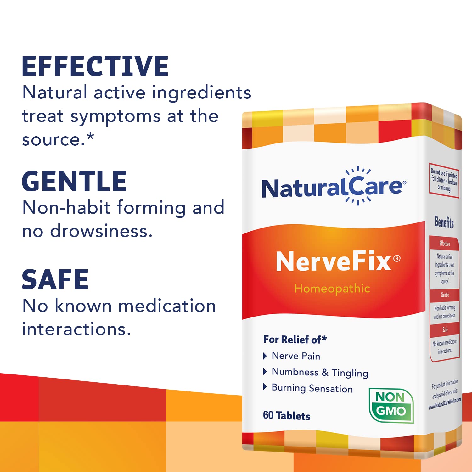 NaturalCare NerveFix étiquette et logo, symbole de fiabilité et naturel.