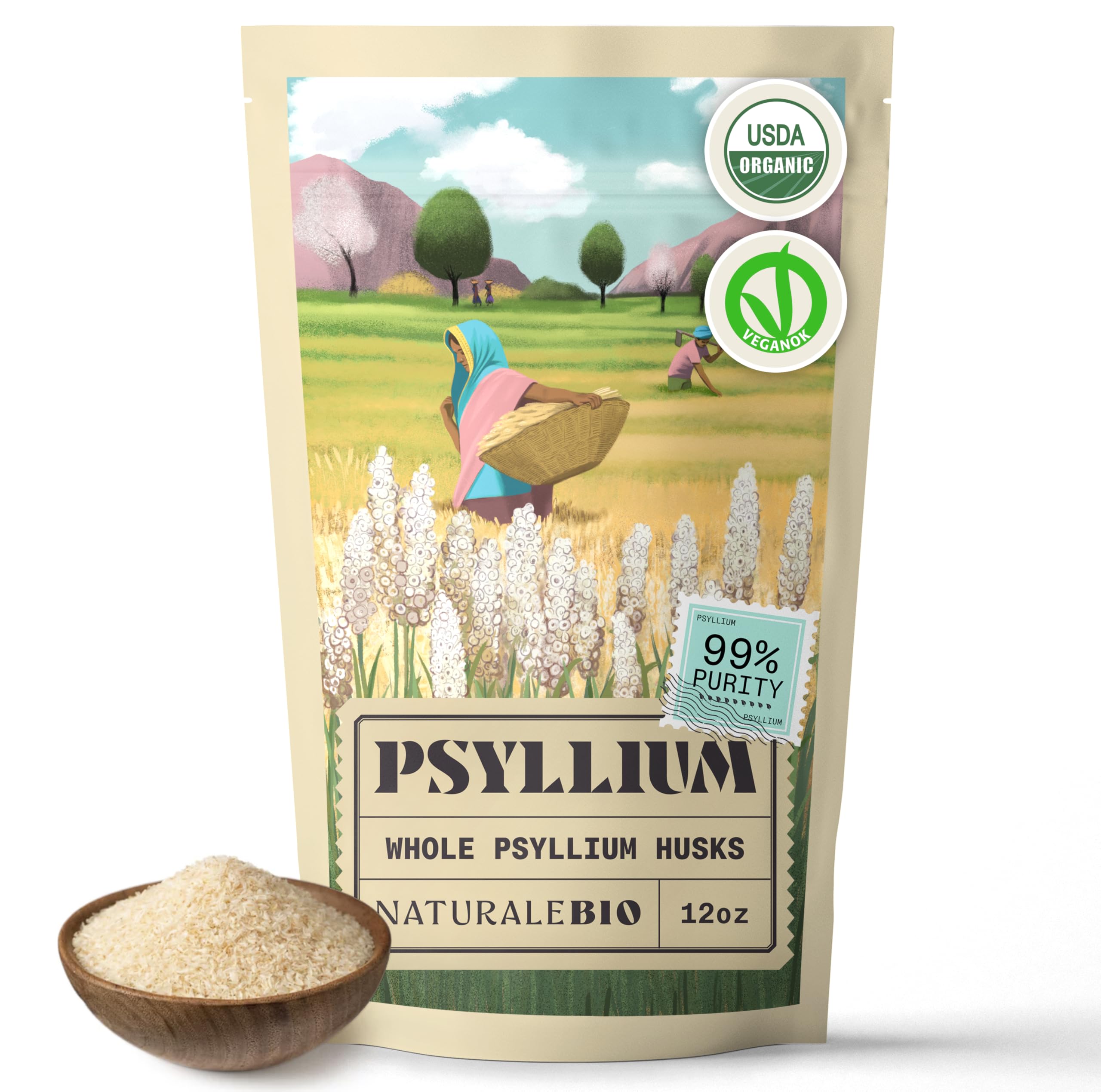 NaturaleBio psyllium husk bouteille : fibre naturelle pour un équilibre digestif