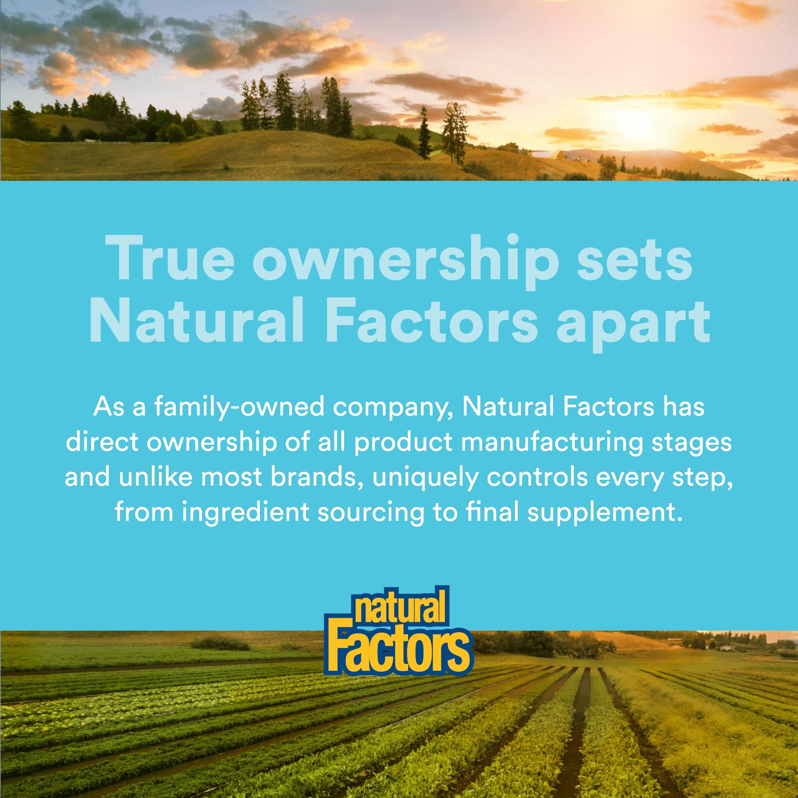 Natural Factors Emballage Informations Produit - emballage clair avec informations utiles.