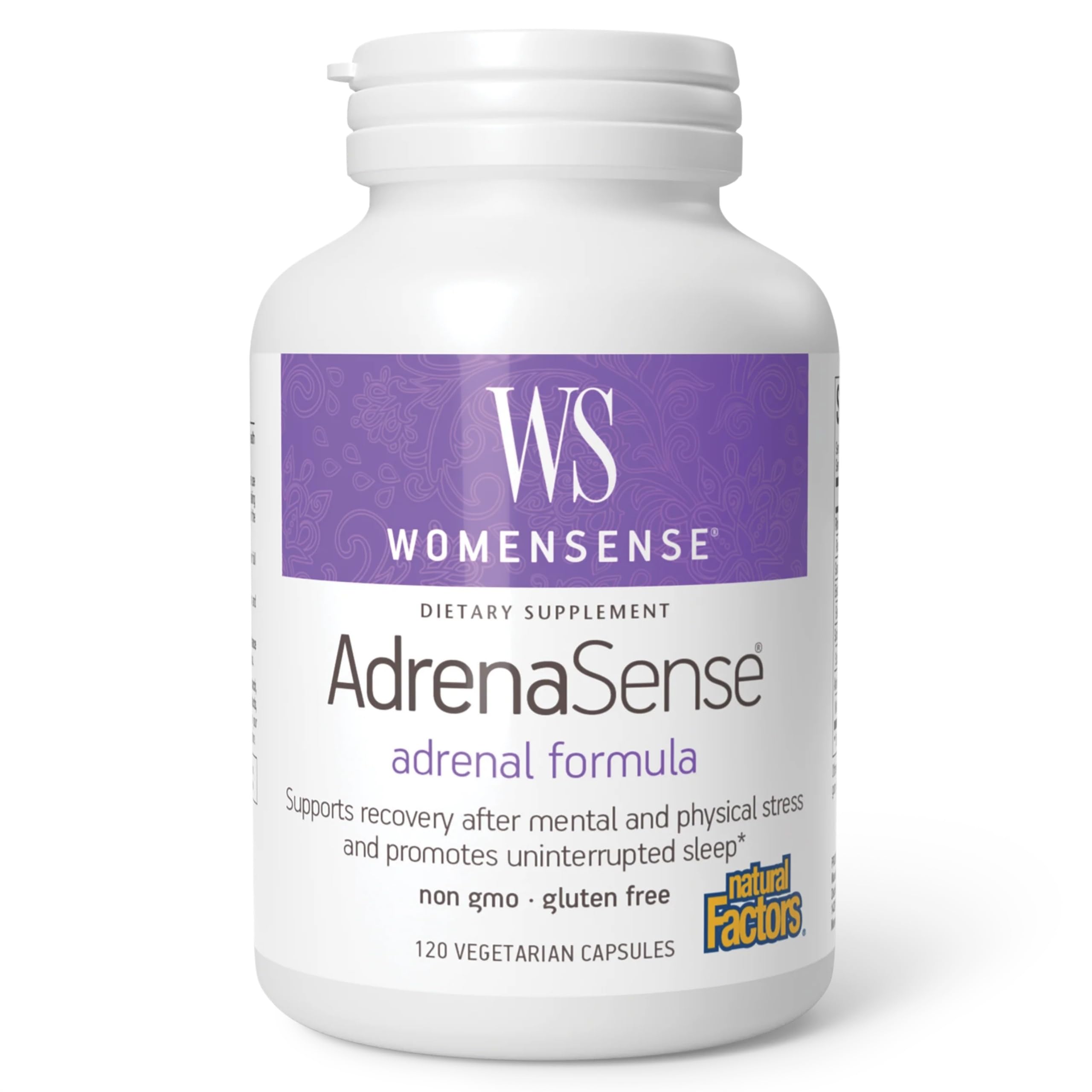 AdrenaSense Natural Factors – bouteille montrée, soutien au stress quotidien.