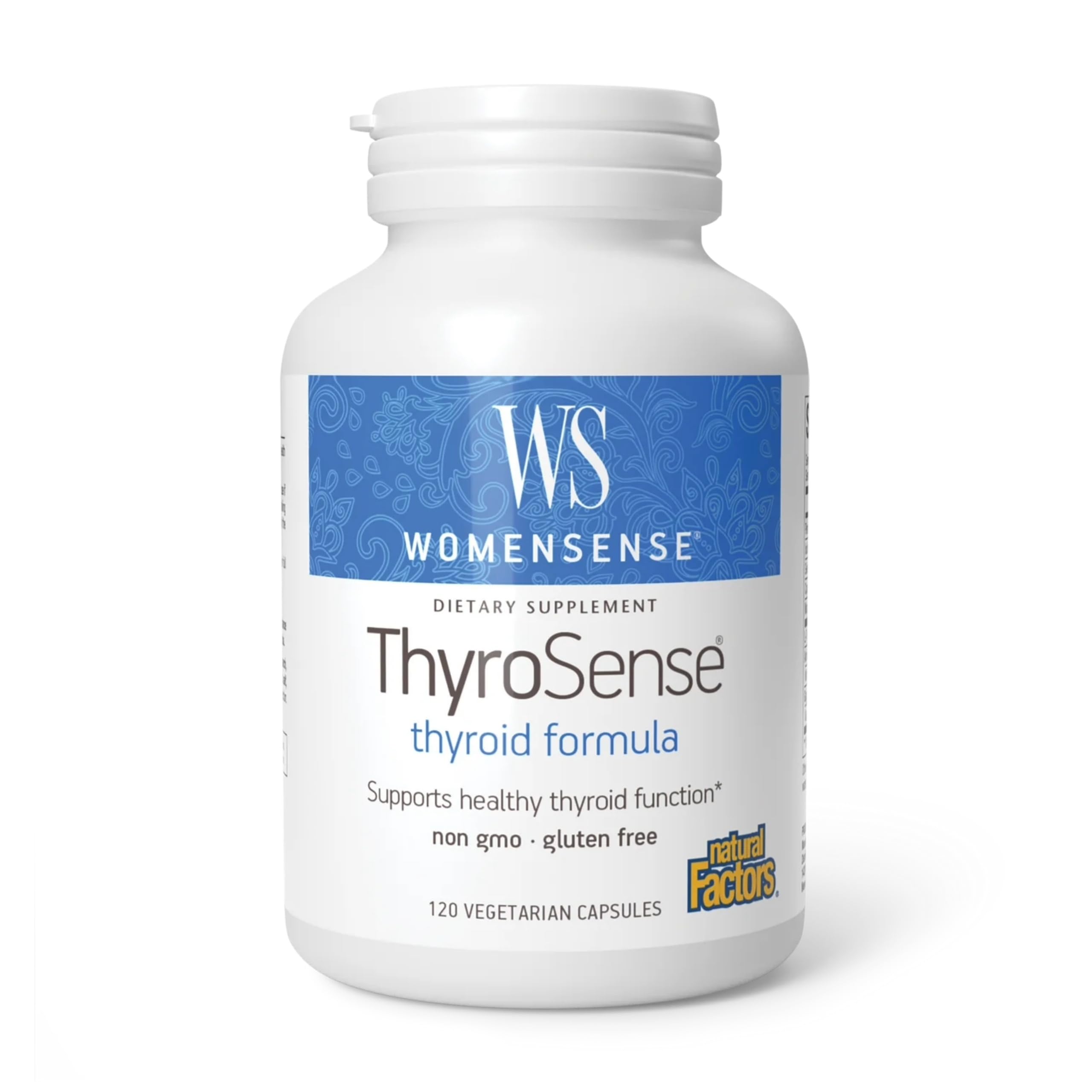 Natural Factors WomenSense ThyroSense: la bouteille et capsules, soutien potentiel pour l'énergie.