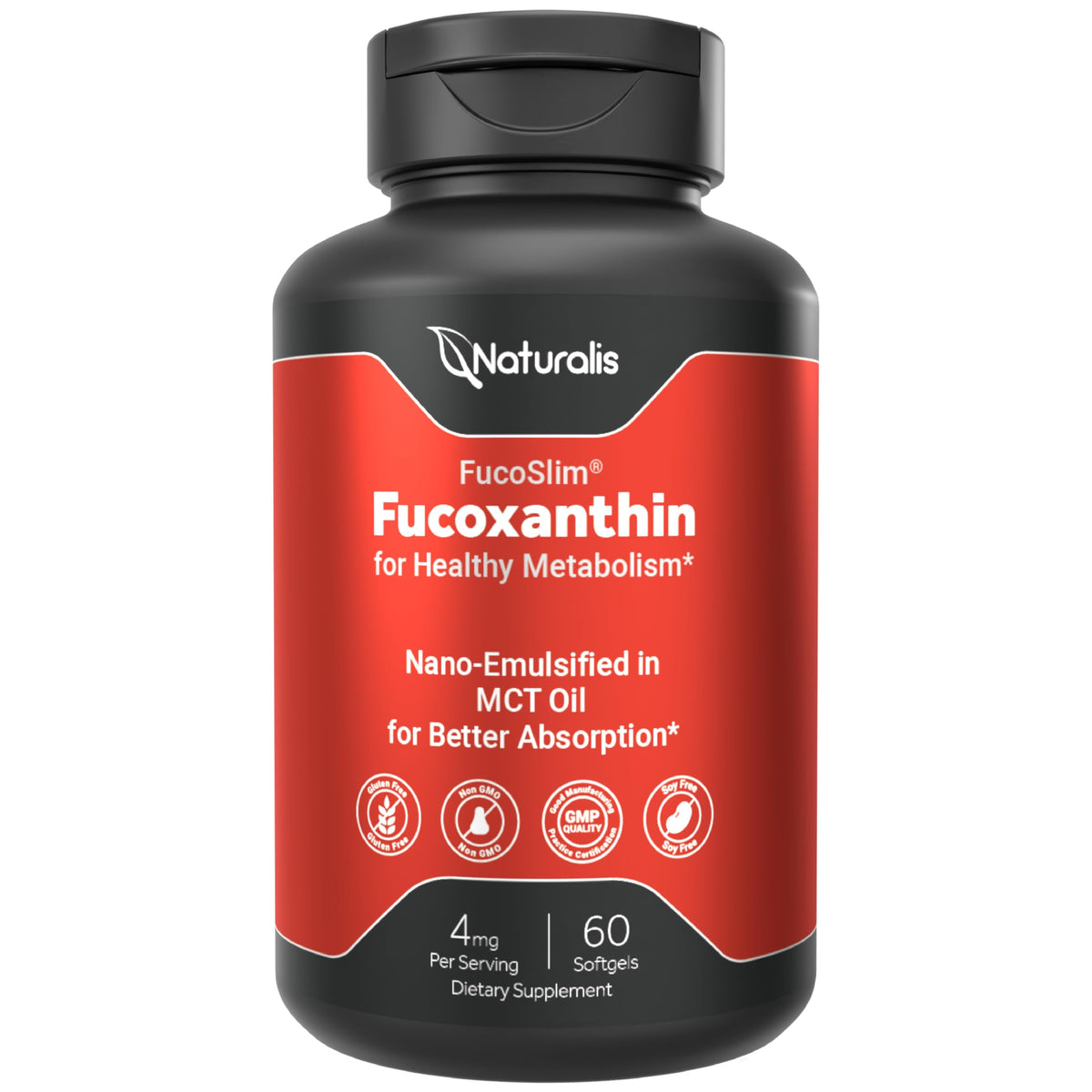 Naturalis Fucoxanthine 4 mg - bouteille prête à une routine quotidienne pratique.