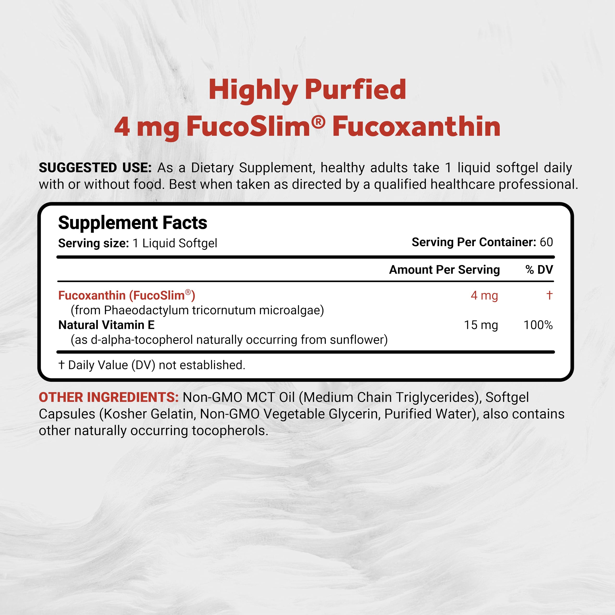 Naturalis Fucoxanthine 4 mg - étiquette lisible et traçabilité naturelle.