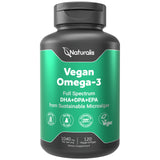 Naturalis Omega3 algue – bouteille frontale, source vegan d'Omega-3