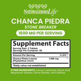 NaturalisimoLife Chanca Piedra, comprimés tablettes, format quotidien pour une utilisation facile et vegan.