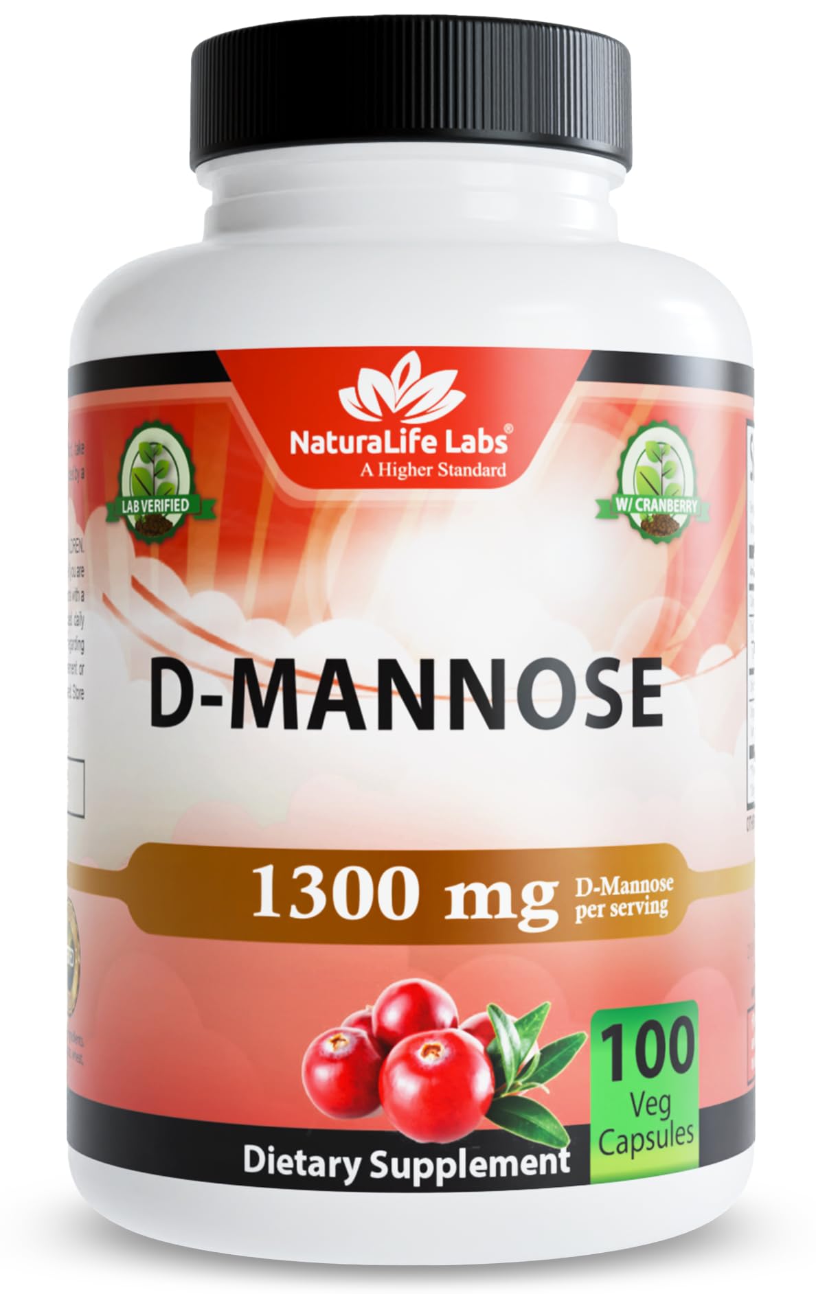 NaturaLife Labs D-Mannose en bouteille, capsules faciles à avaler pour l usage quotidien