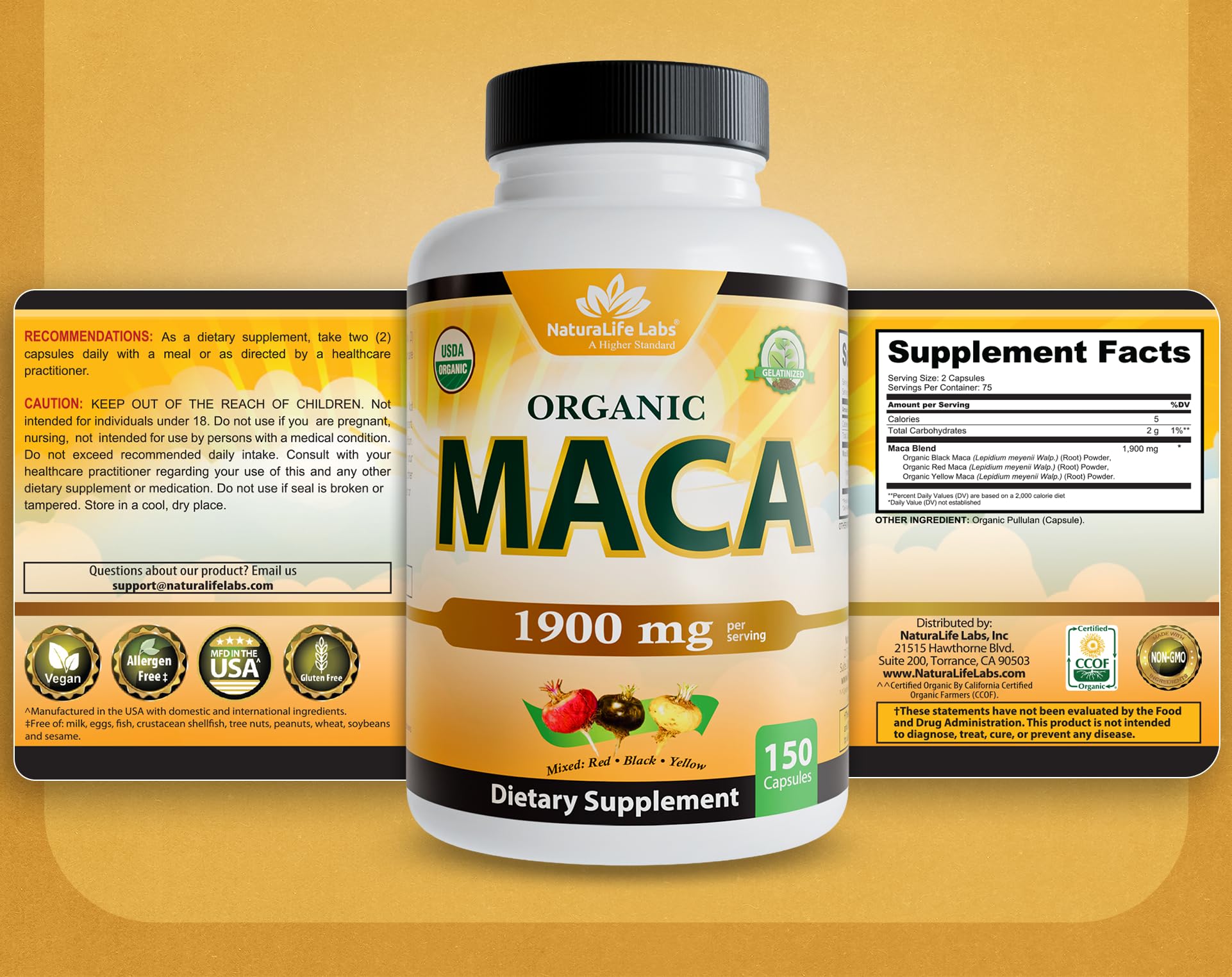 Maca triple NaturaLife Labs pour soutenir un mode de vie actif.