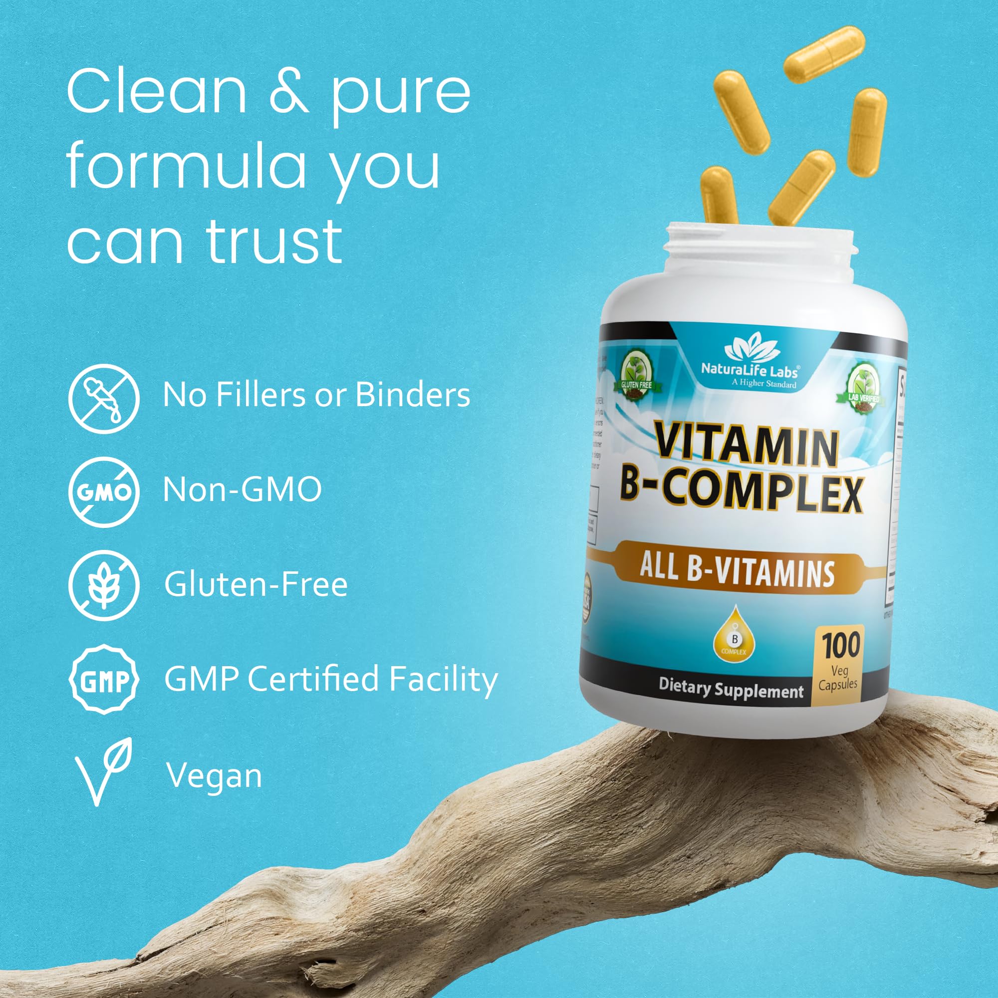 NaturaLife Labs Vitamine B-Complex – urine jaune normale, caractéristique hydrosoluble.