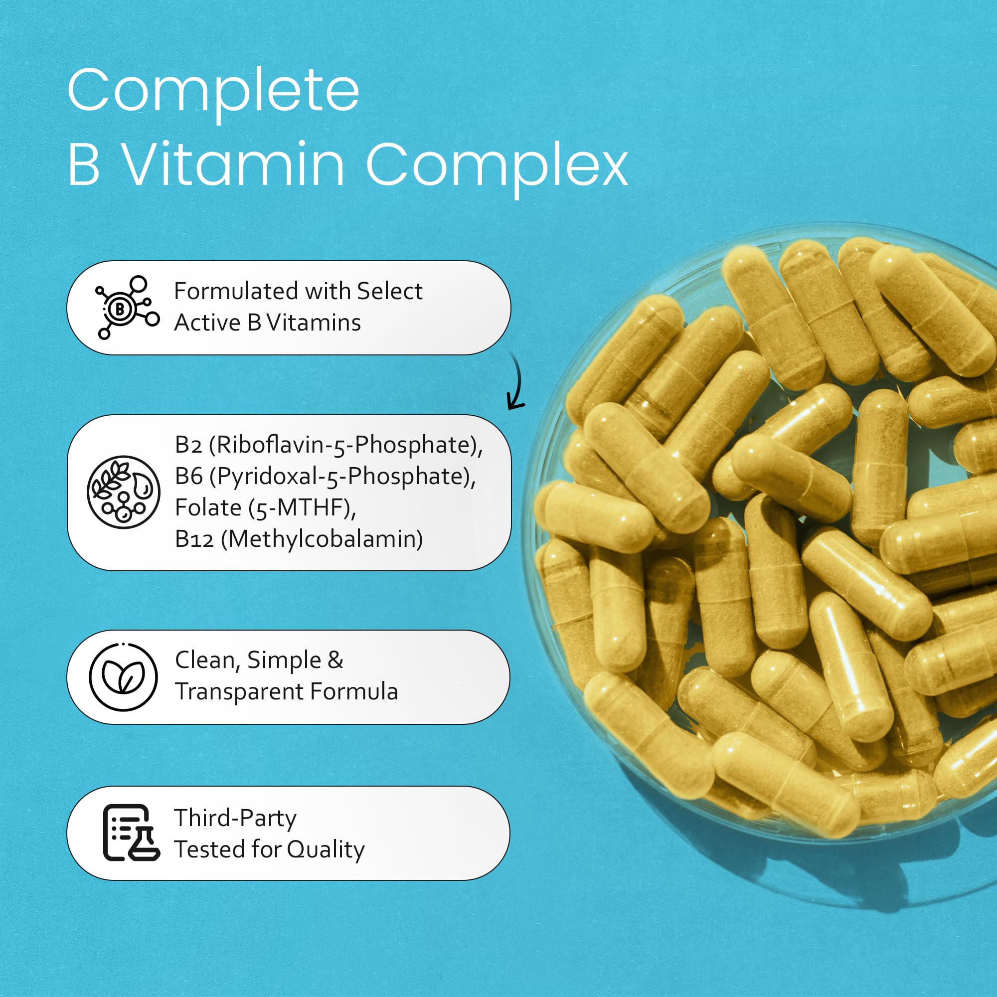 NaturaLife Labs Vitamine B-Complex – gélules végétales idéales pour une consommation quotidienne.