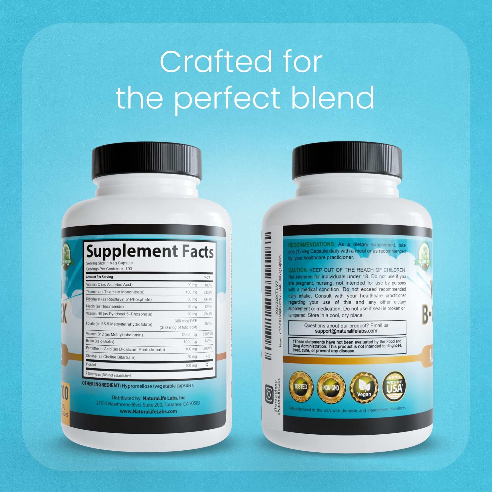 NaturaLife Labs Vitamine B-Complex – convient au vegan et sans gluten.