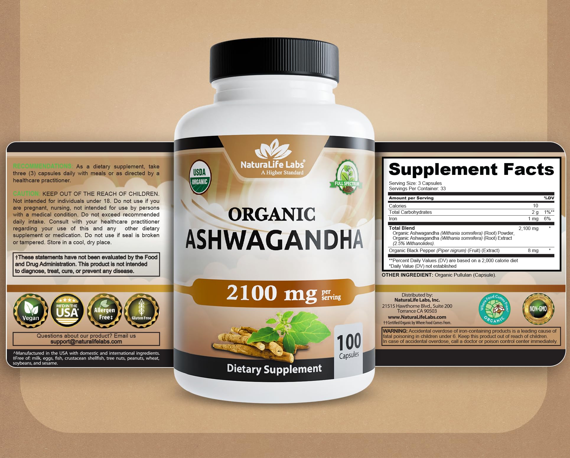 NaturaLife Labs Ashwagandha – usine conforme Bonnes pratiques de fabrication