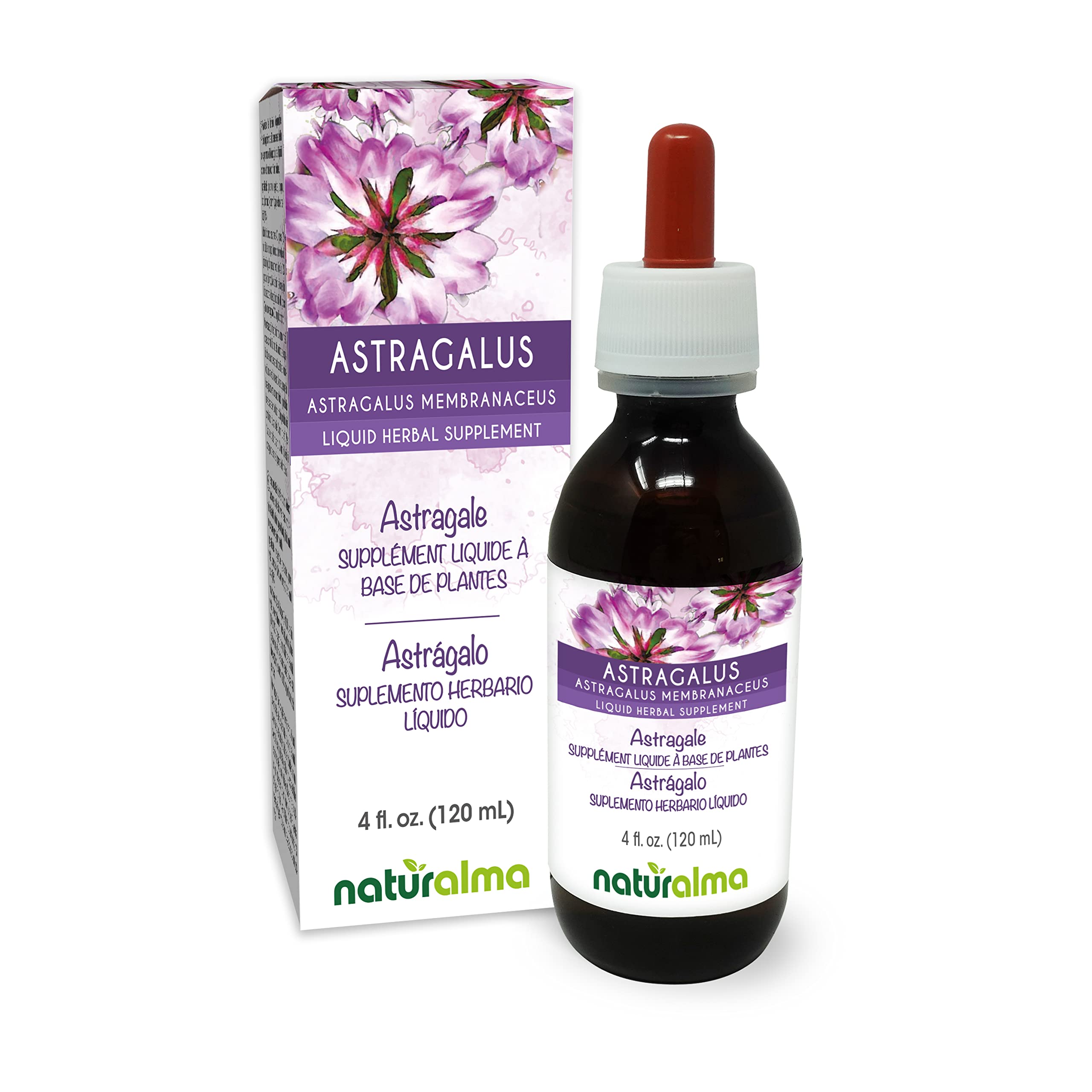 Naturalma Astragalus flacon-gouttes montrant le dosage précis