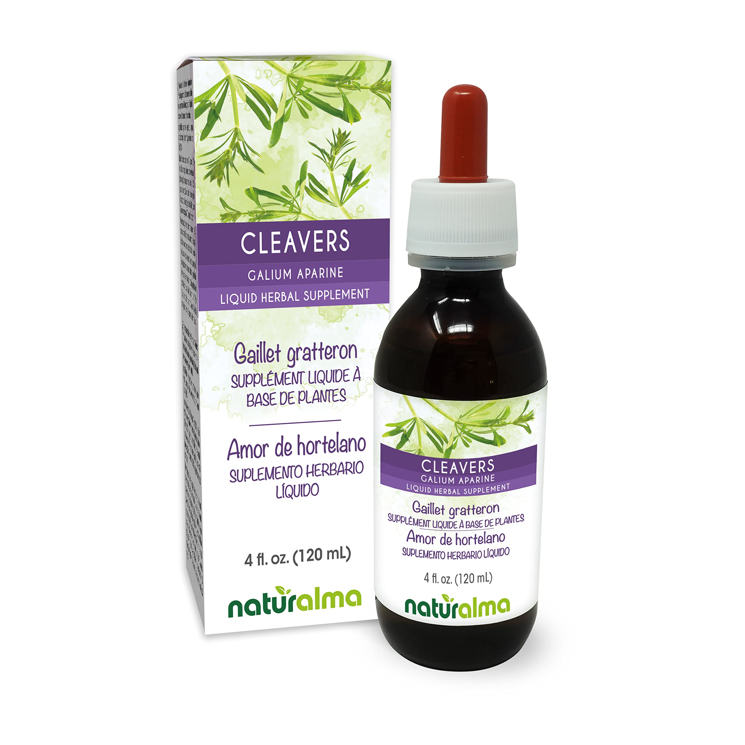 Naturalma Cleavers avec fleurs: extrait liquide en flacon sans alcool.