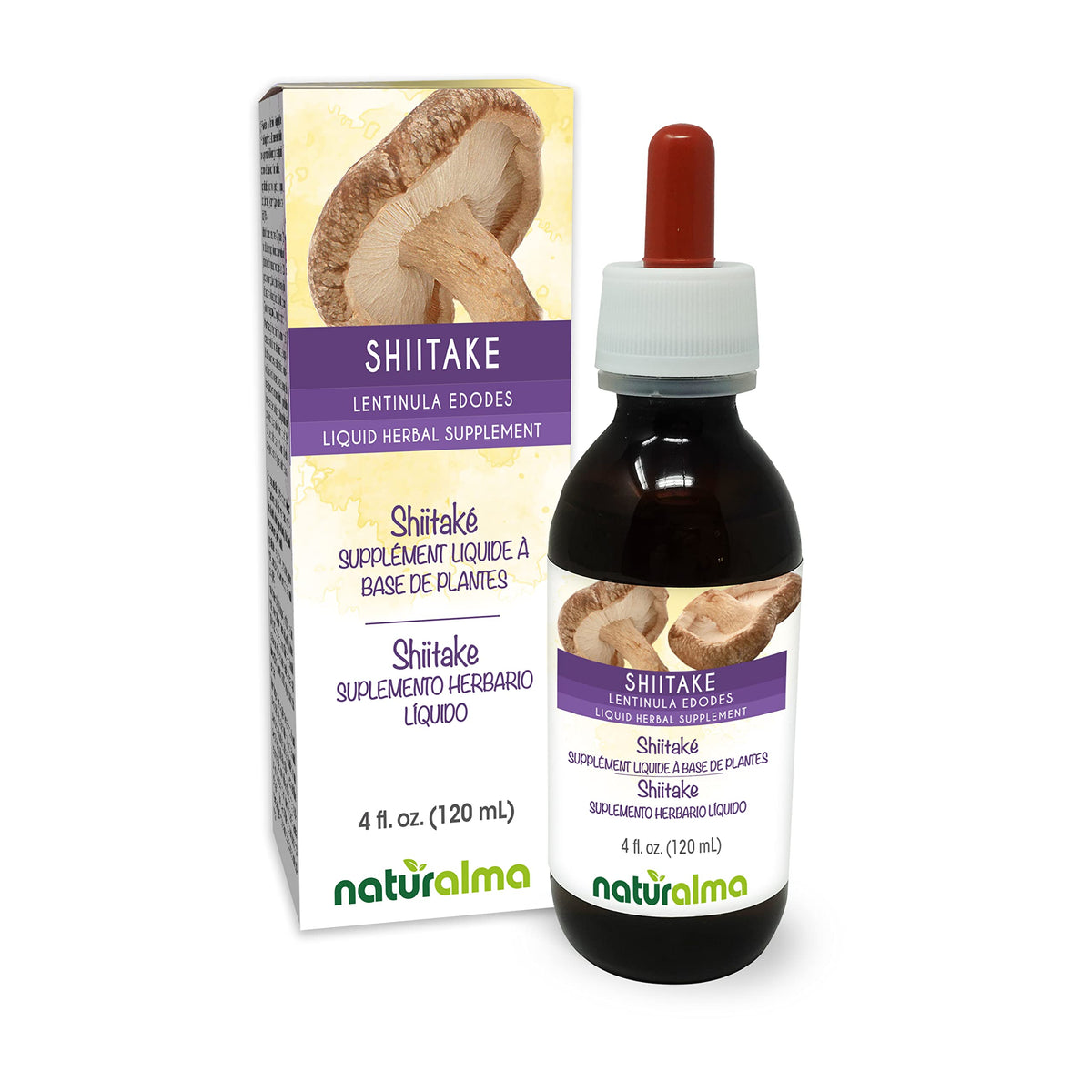 Naturalma Shiitake: bouteille d'extrait en gouttes pour dosage précis