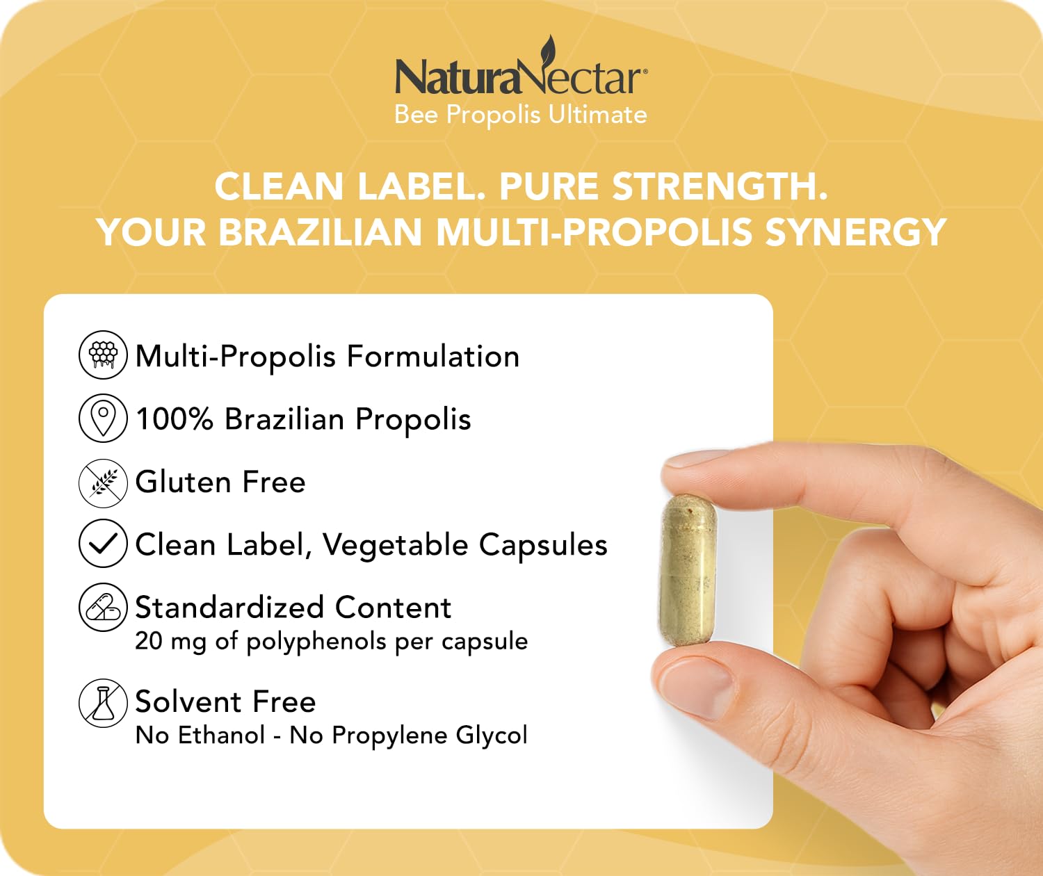 NaturaNectar Propolis brun en capsules pour soutenir la vitalité quotidienne