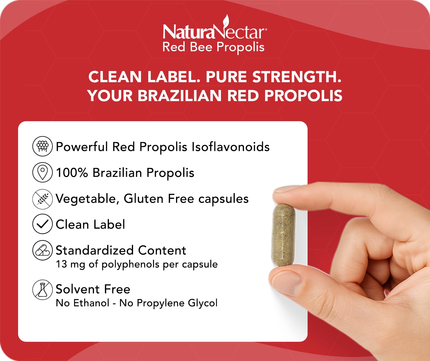NaturaNectar Propolis Rouge – capsules végétales faciles à prendre au quotidien.
