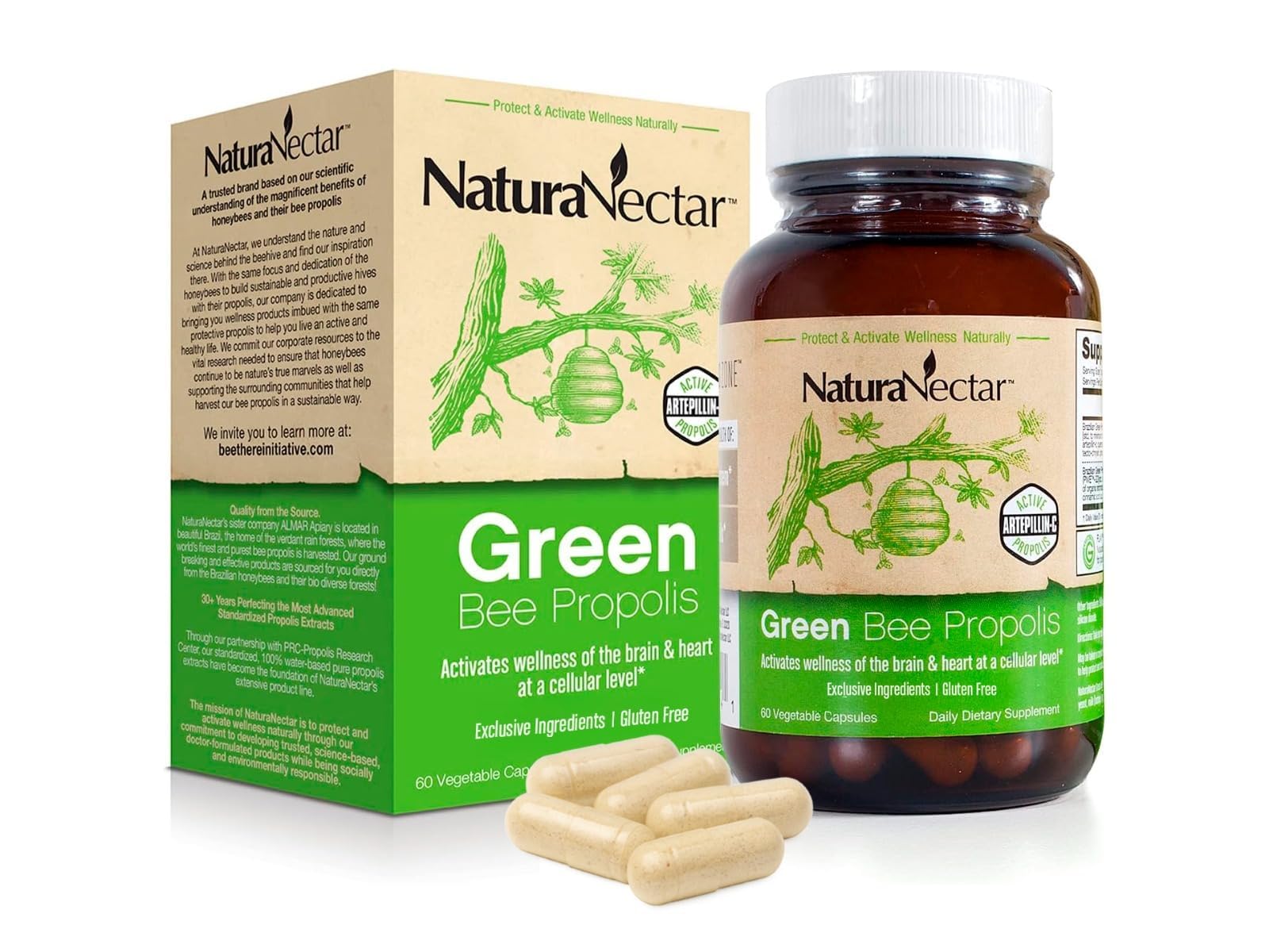 NaturaNectar Propolis verte capsules — source naturelle de flavonoïdes, soutien quotidien du bien-être.