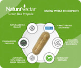 NaturaNectar Propolis verte capsules — étiquette claire et certification NSF pour la transparence.