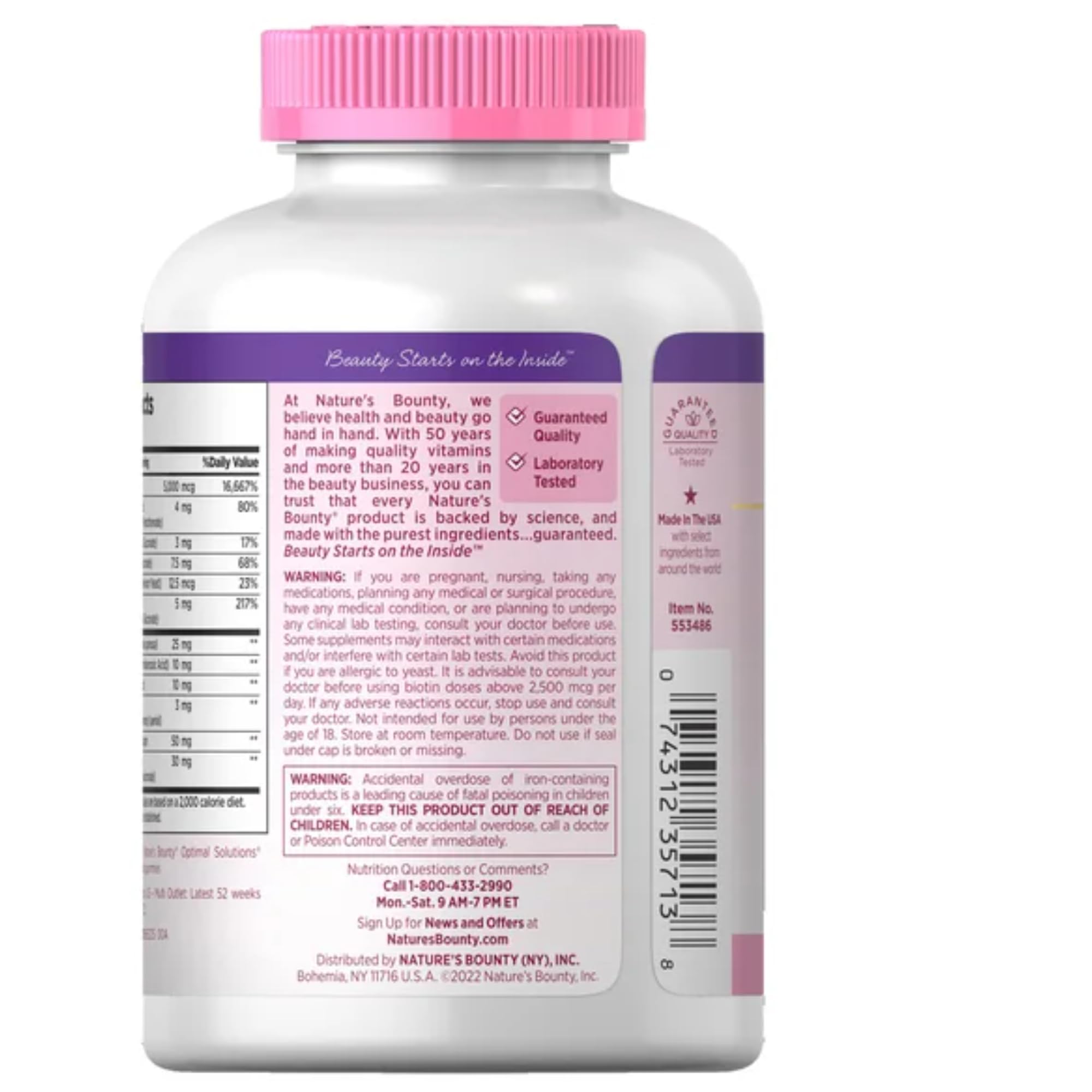 Nature's Bounty Cheveux, peau et ongles visiblement soutenus par la biotine