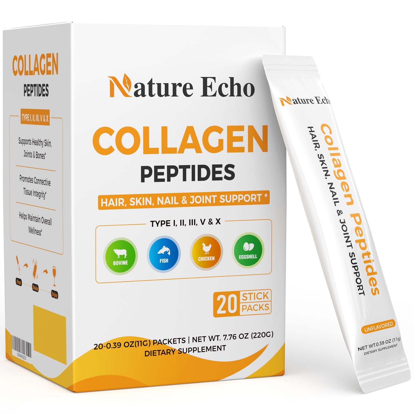 Nature Echo Collagen Peptides : sachets portables pour une routine beauté pratique