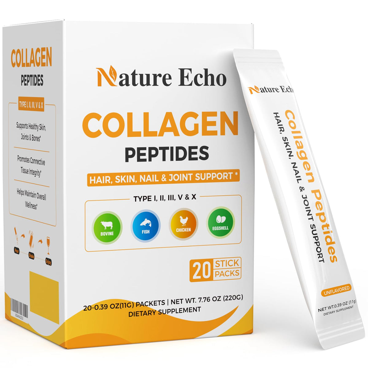 Nature Echo Collagen Peptides : sachets portables pour une routine beauté pratique
