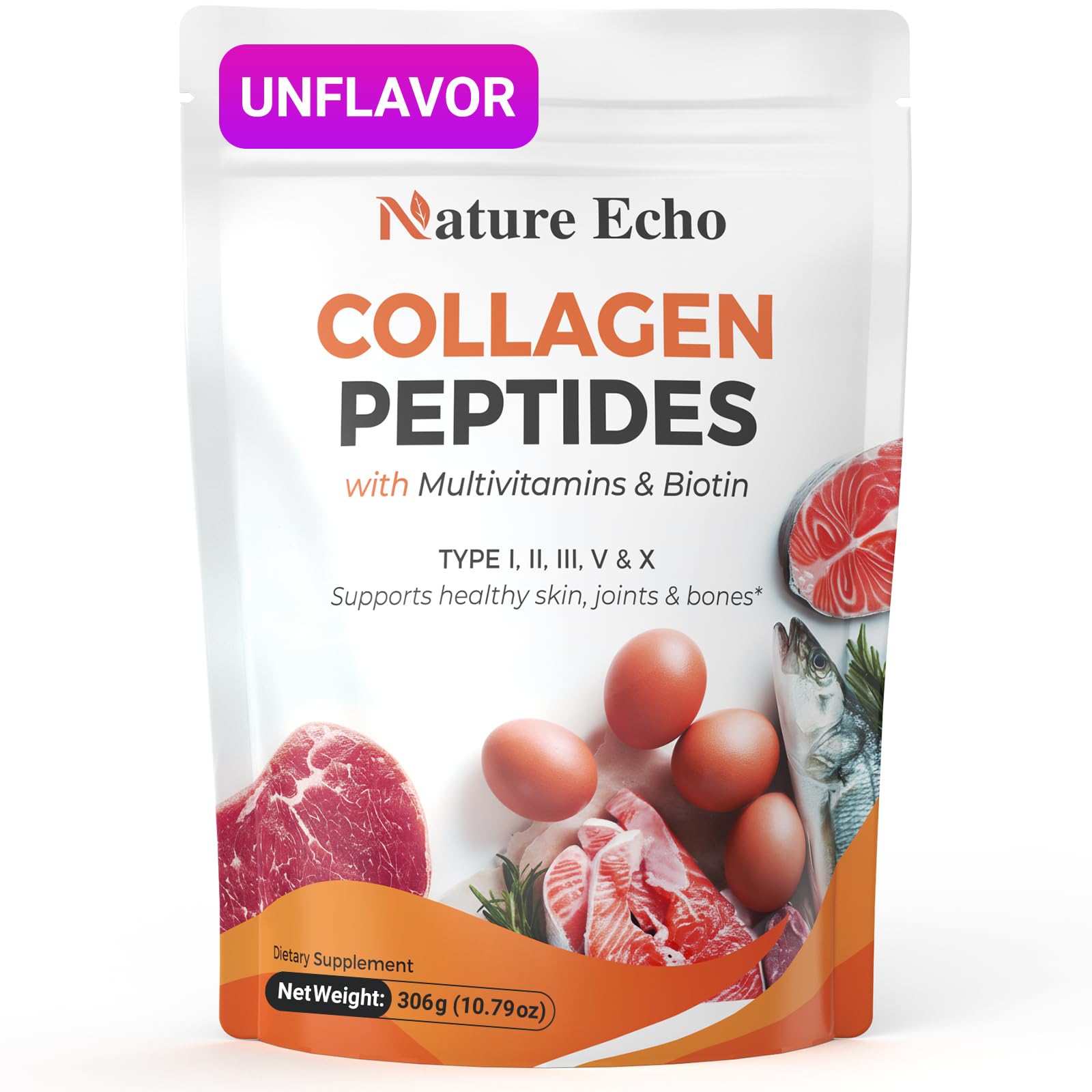 Nature Echo Poudre de Collagène en bouteille, intégration facile à votre routine beauté.