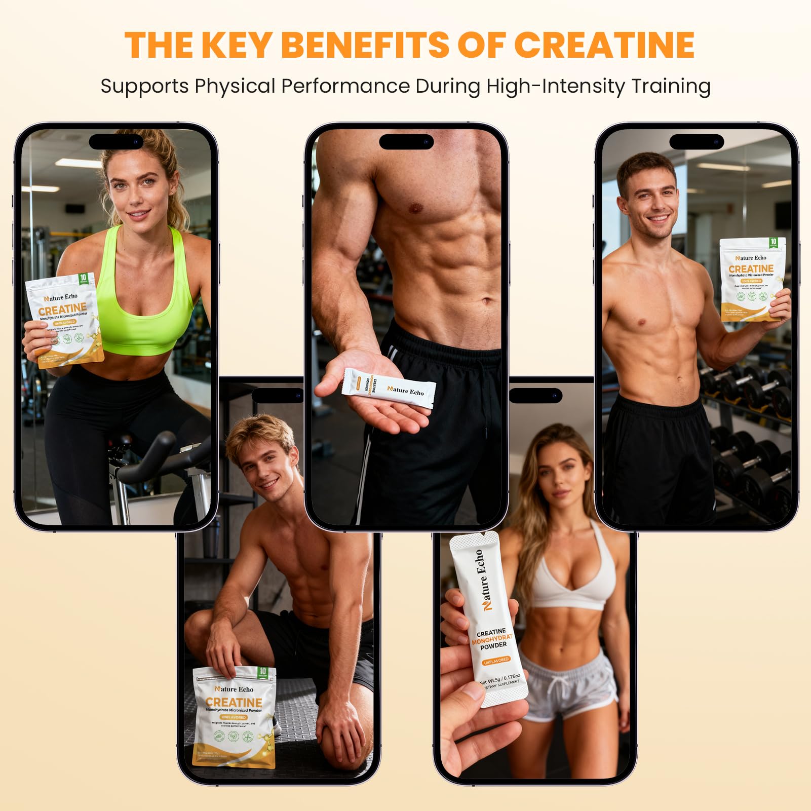 Nature Echo Creatine Mono, qualité pure et facile à intégrer dans vos boissons.
