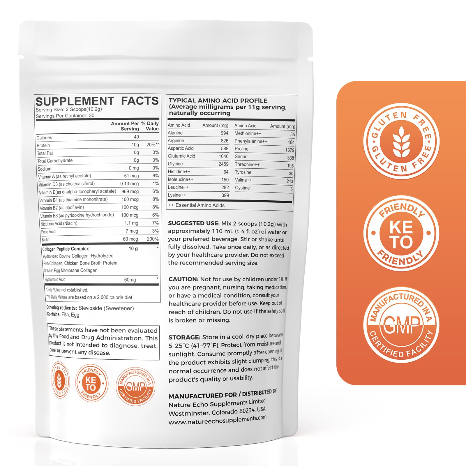 Nature Echo Doseur de poudre hydrolysée, dosage pratique pour un usage quotidien.