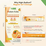 Nature Echo goutte poudre orange près d'un verre pour réhydratation.