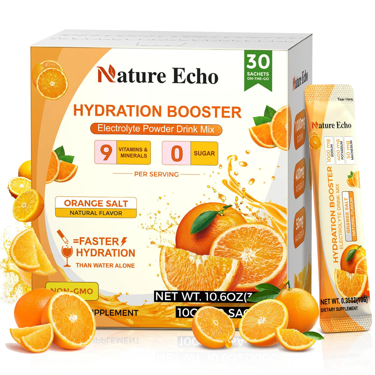 Nature Echo sachets électrolytes portables prêt pour entraînement intense